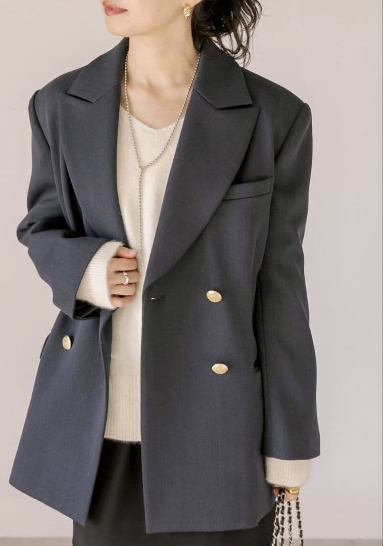 リヴドロワ　コート感覚で羽織れる　ウールライクジャケット