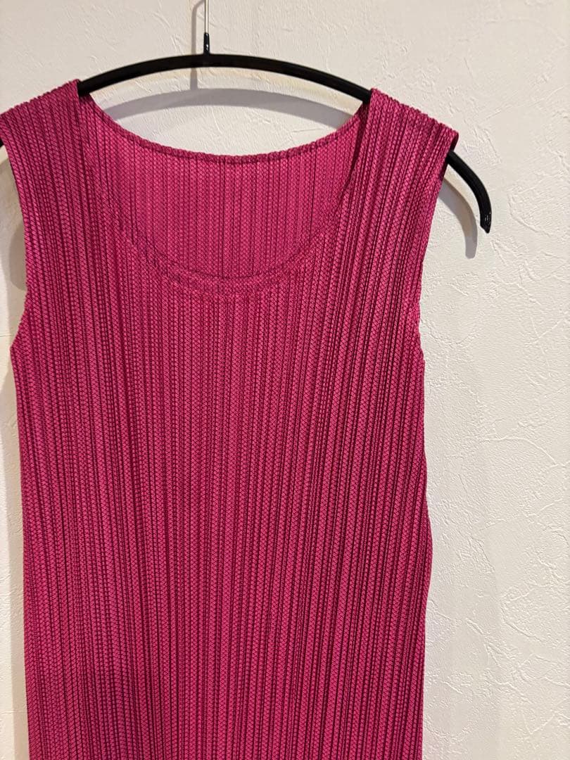 レッドピンク ノースリーブ ロングワンピース