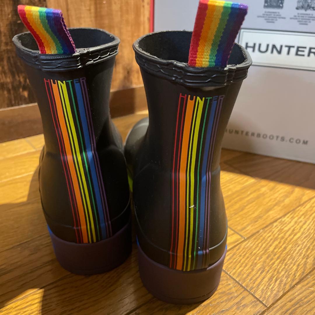 HUNTER ハンター長靴 UK6/ブラック/レインボーカラー正規品正規箱付き