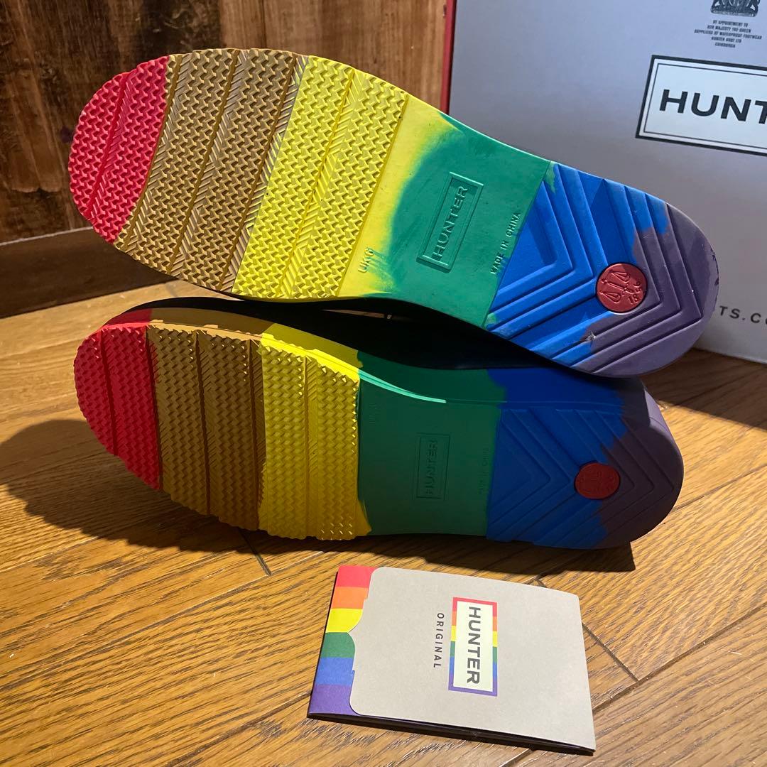 HUNTER ハンター長靴 UK6/ブラック/レインボーカラー正規品正規箱付き