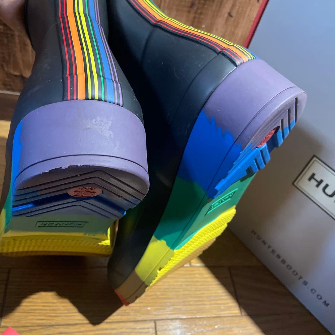 HUNTER ハンター長靴 UK6/ブラック/レインボーカラー正規品正規箱付き