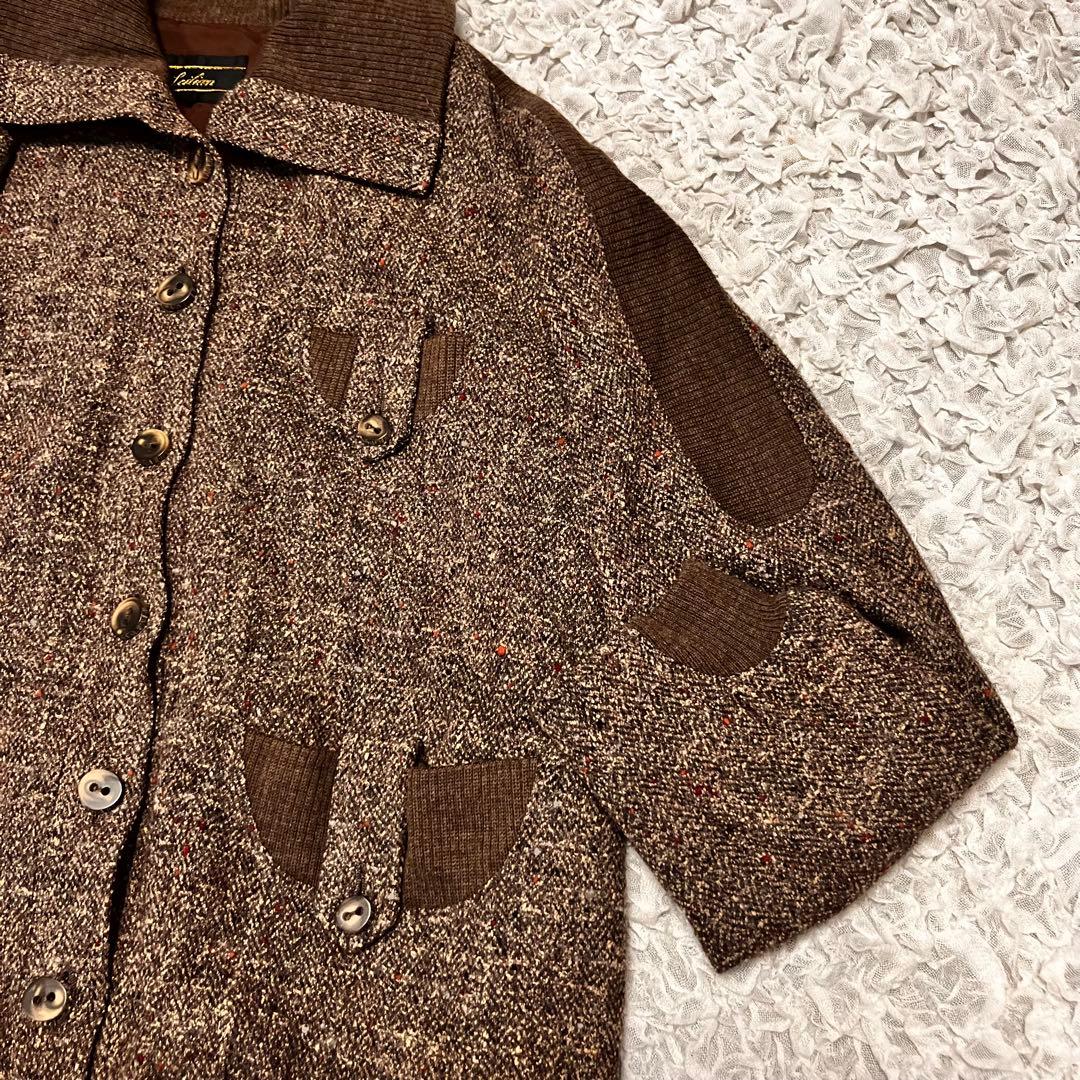 絹シルク15%【レリアンLeilian】希少 ツイード ジャケットコート 13+