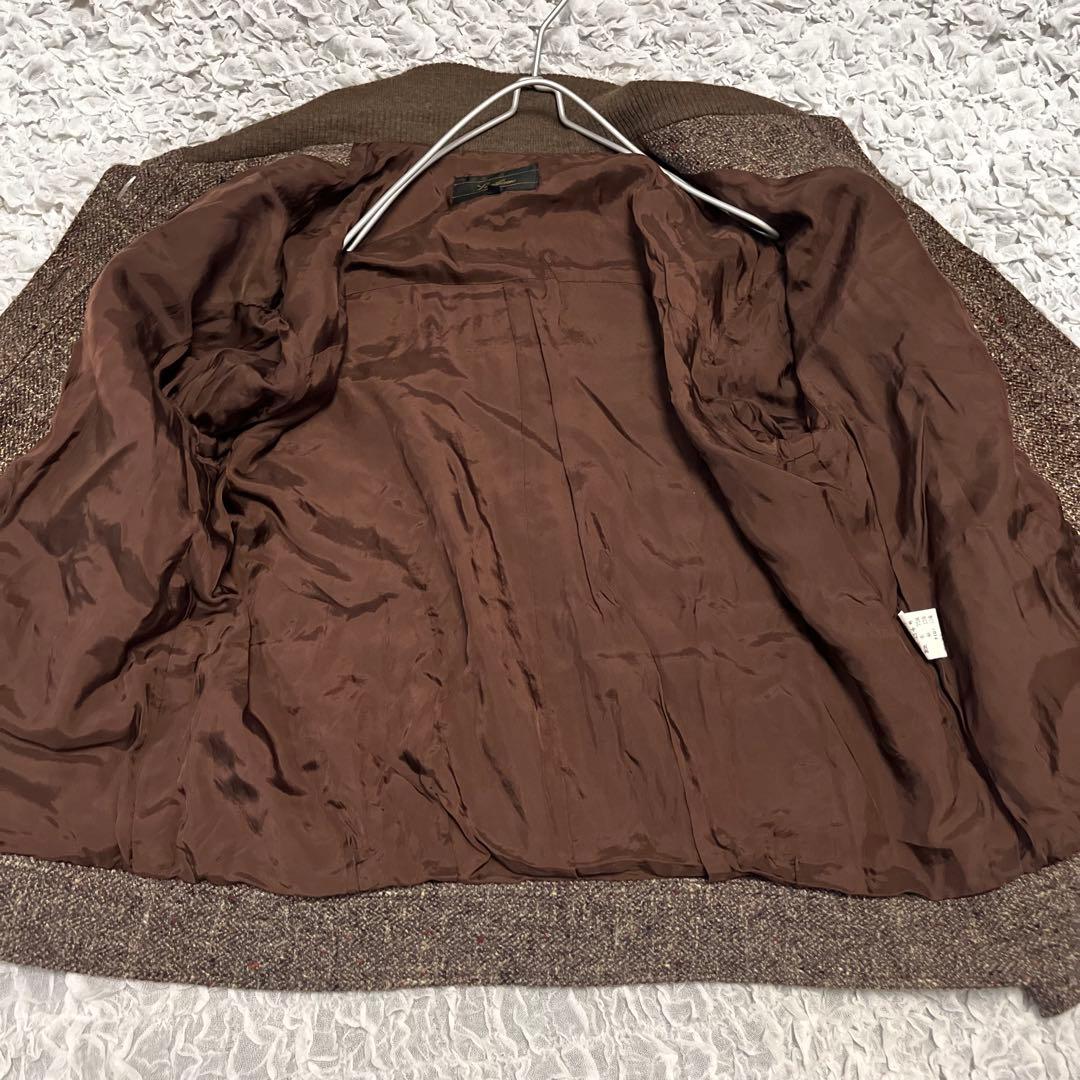 絹シルク15%【レリアンLeilian】希少 ツイード ジャケットコート 13+