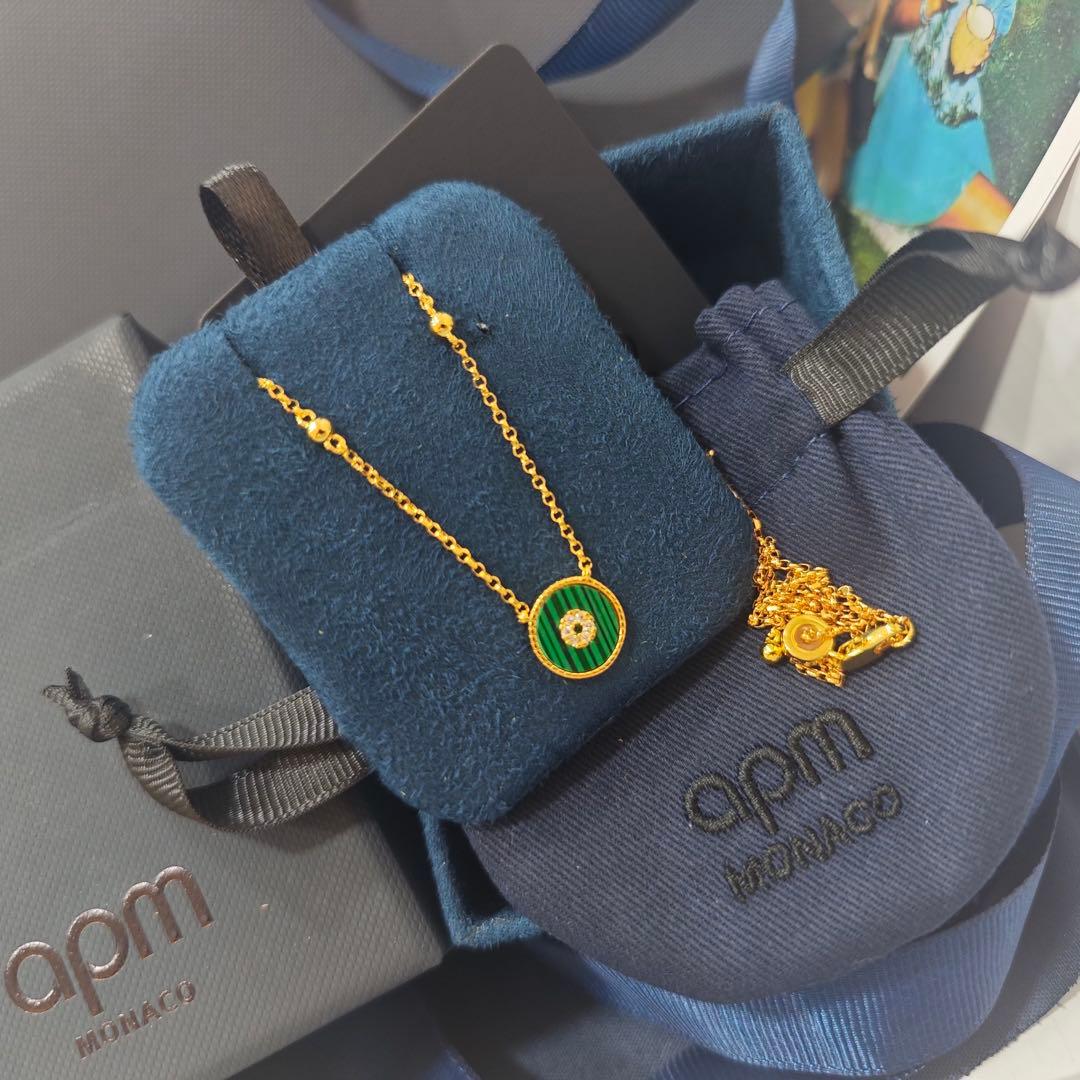 apm Monaco グリーンゴールドネックレス