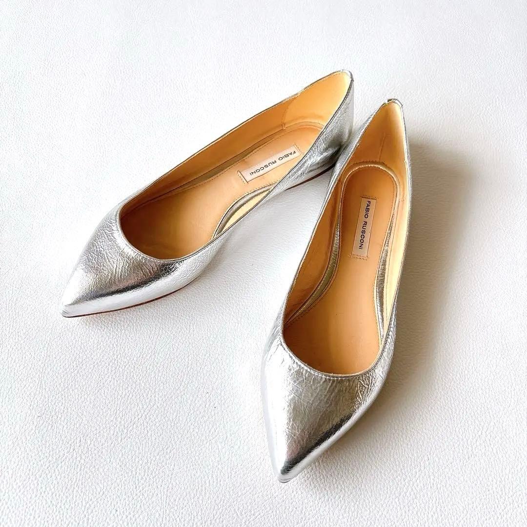 未使用✨ FABIO RUSCONI ポインテッドトゥフラットパンプス　22.5