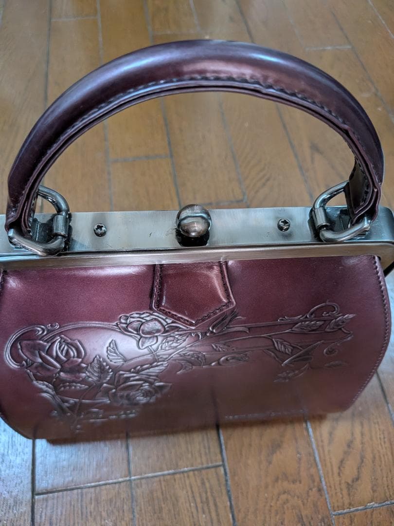 ジャンポールゴルチエ　ニューローズエンボス2WAYがま口バッグ ボルドー