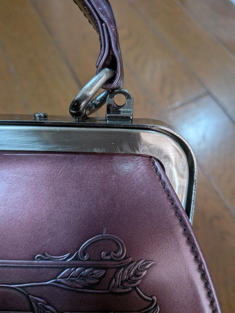 ジャンポールゴルチエ　ニューローズエンボス2WAYがま口バッグ ボルドー