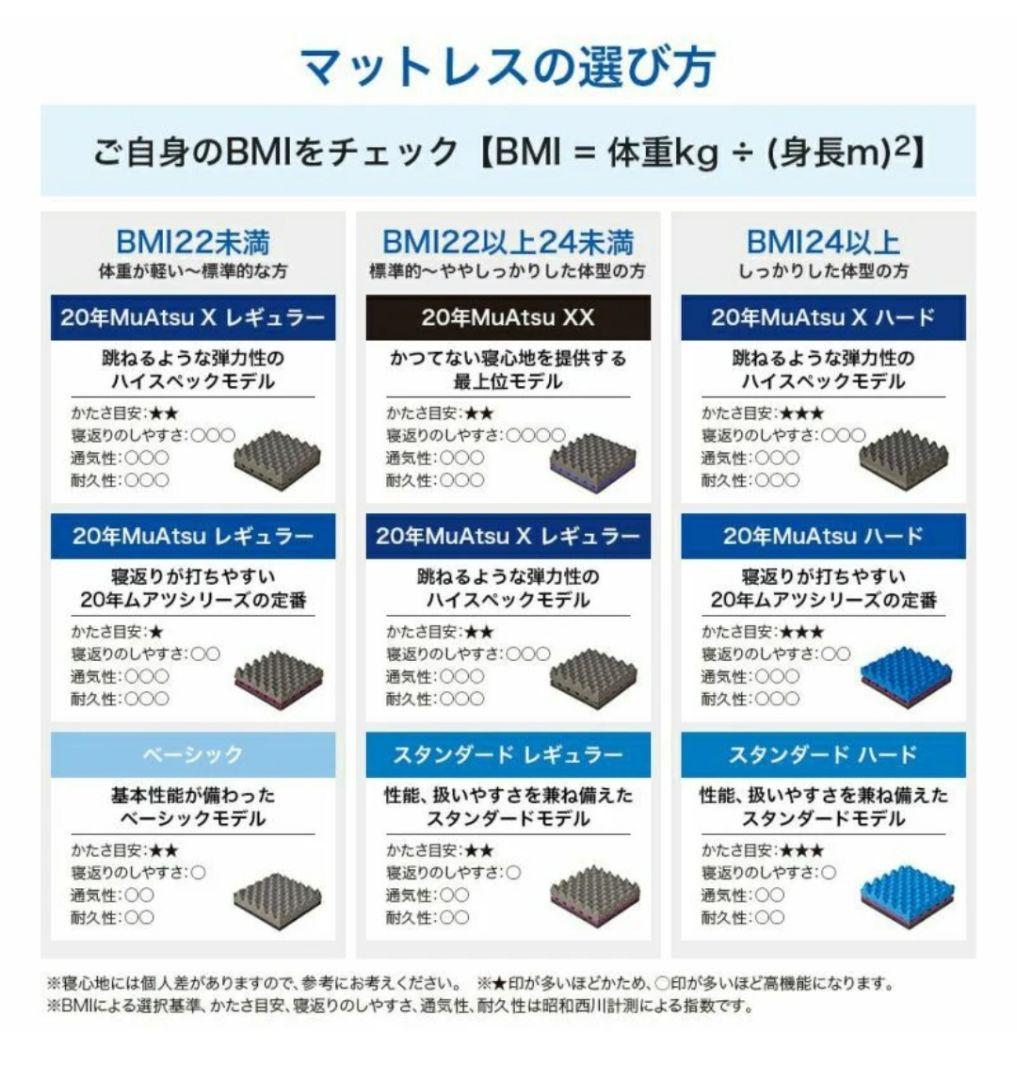 【ほぼ新品】ムアツ マットレス スタンダード シングル ハード MuAtsu