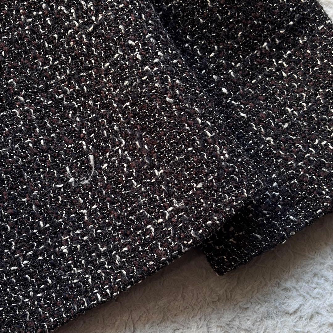 【美品】マックスマーラ スカートセットアップ ツイード ウール ブラウン系 L