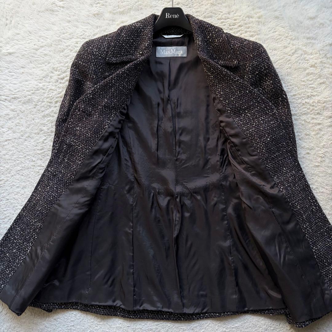 【美品】マックスマーラ スカートセットアップ ツイード ウール ブラウン系 L