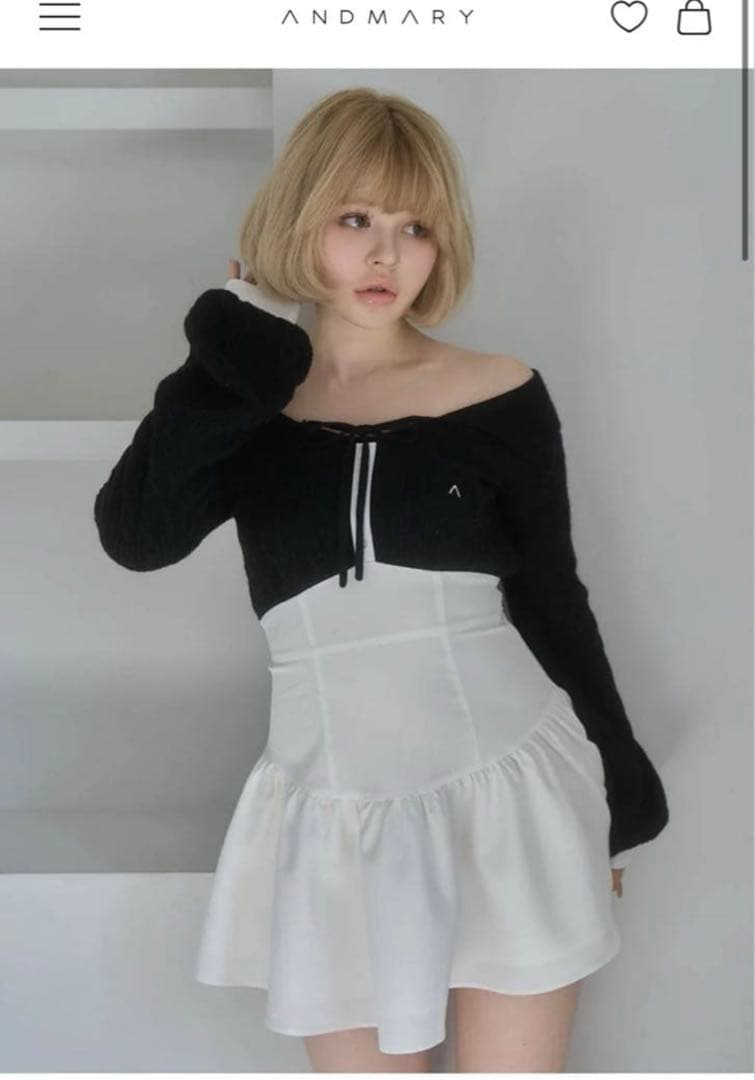 andmary Tess blouse mini dress 黒