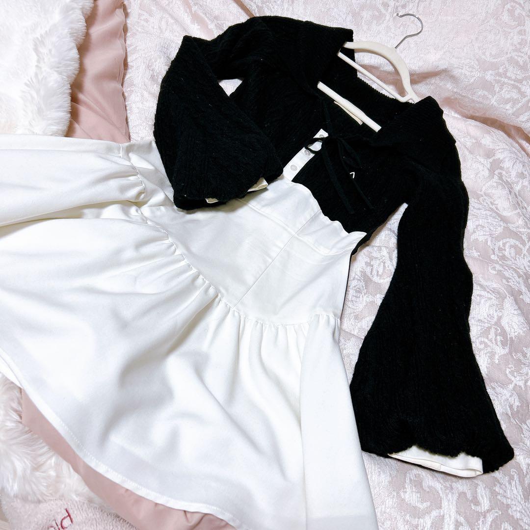 andmary Tess blouse mini dress 黒