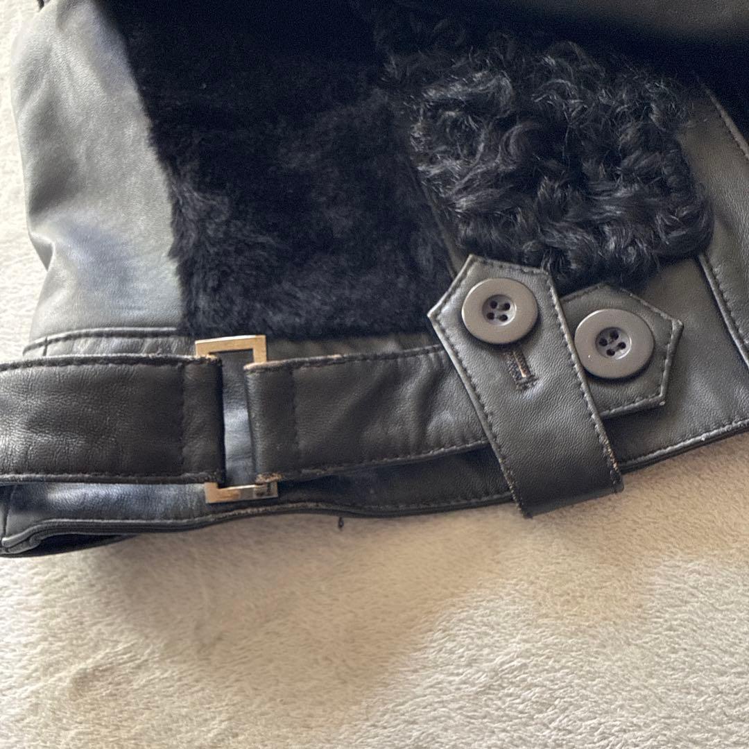 Pin Curl【S-M相当】 リアルファー＆ラムレザー ライダースジャケット