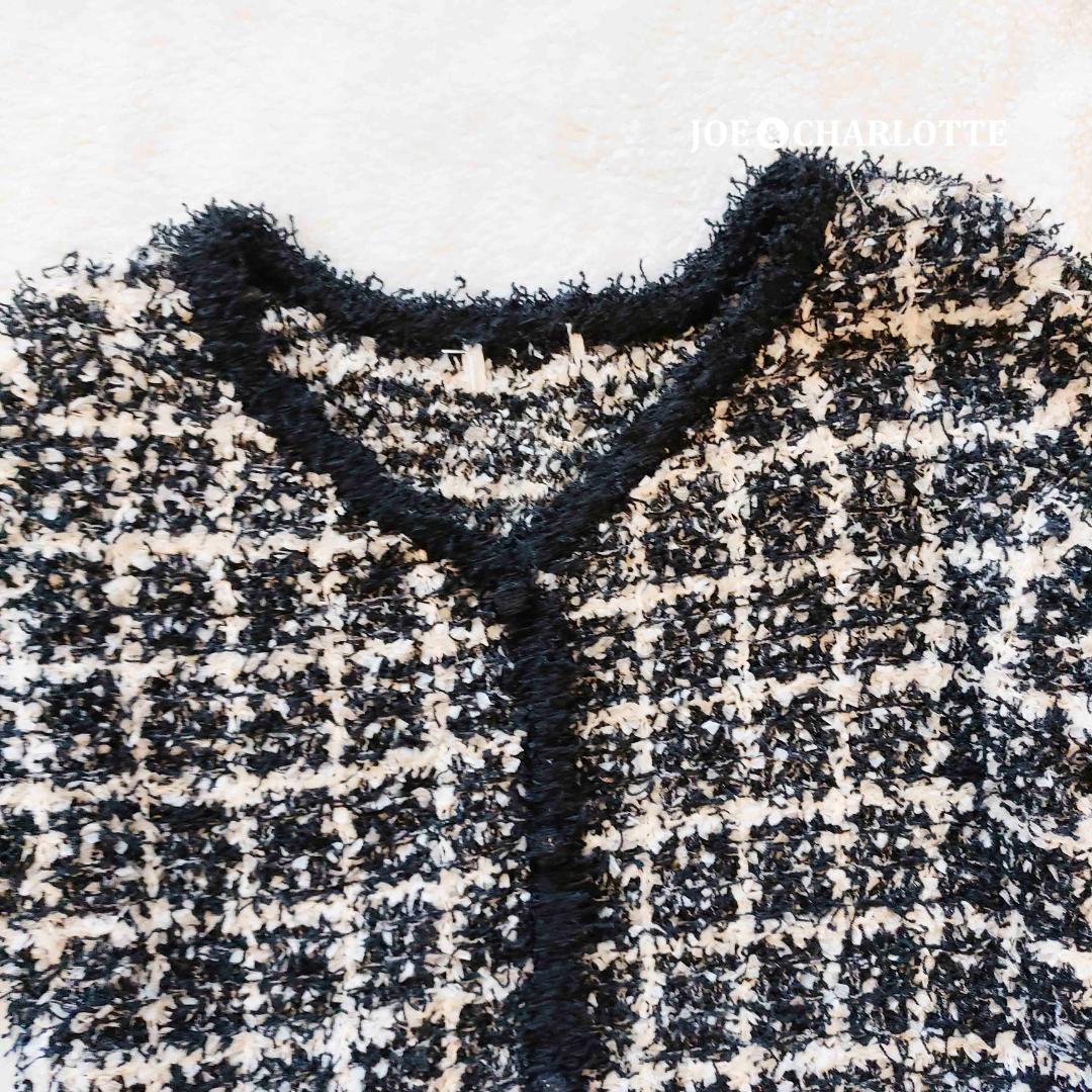 ダーリッチ darich ボリュームフリルツイードニットミニワンピース BLK