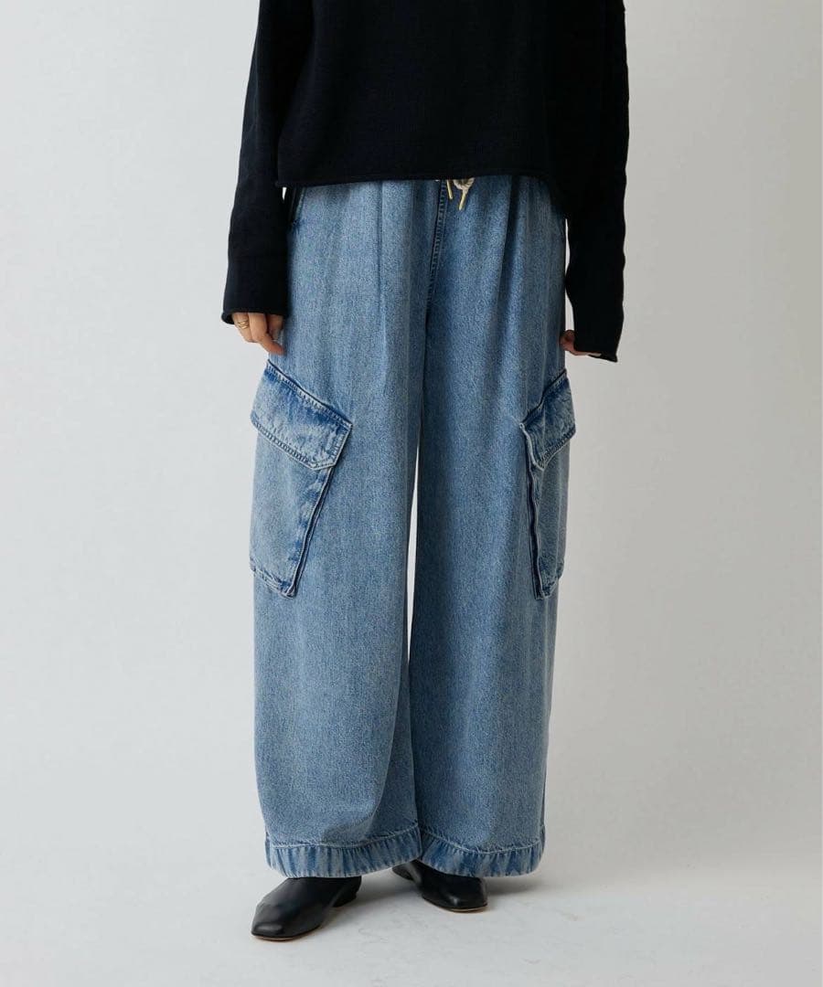 本日価格！リヨセルデニムカ－ゴパンツ(値札付き)