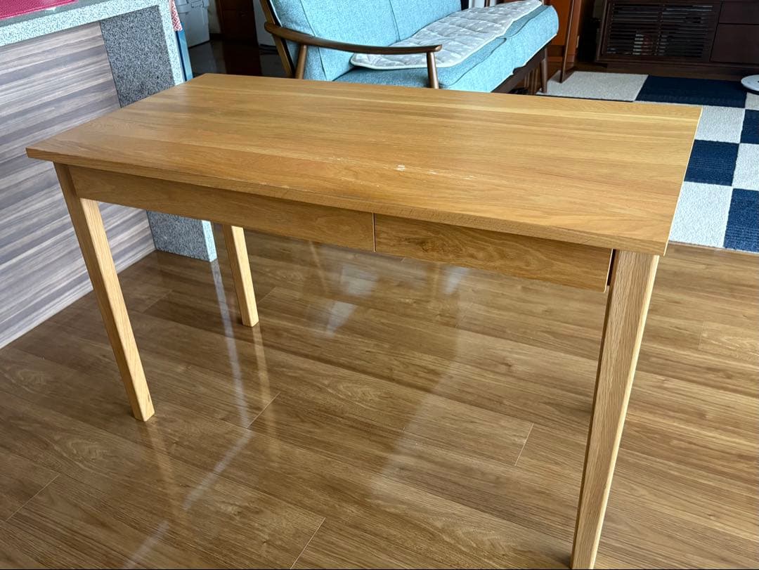 無印良品　無垢材デスク(引出付)オーク材