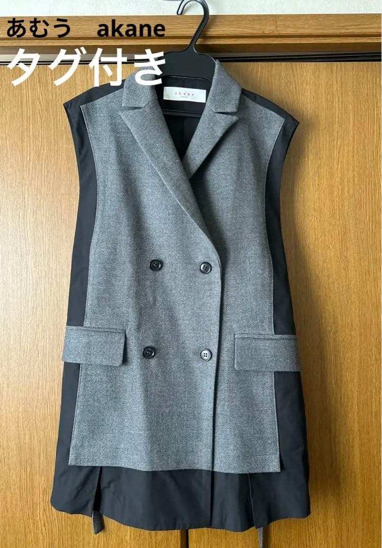 ✽akane グレー ブラック ダブルブレスト ベスト 07