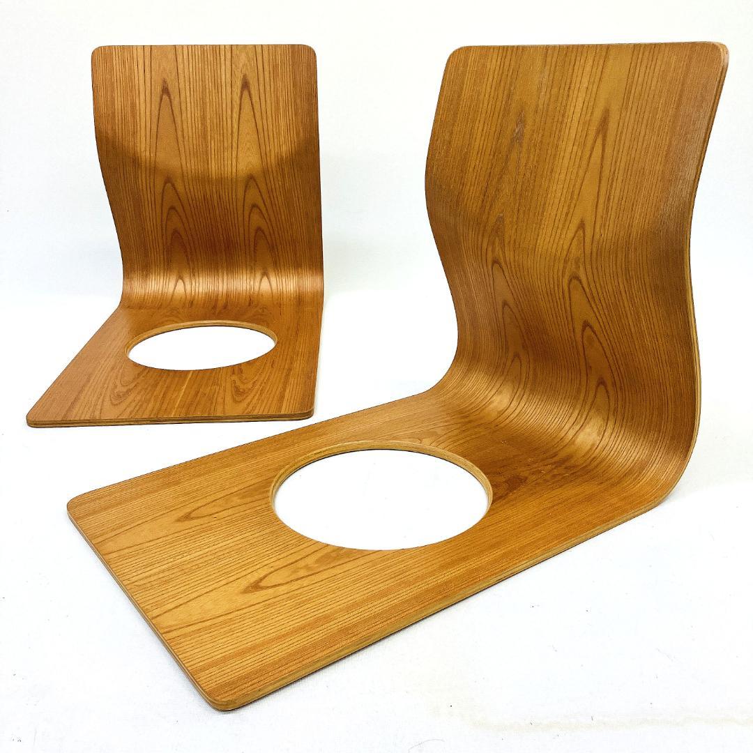 Tendo 天童木工 座椅子 2脚セット 藤森健次 曲げ木 ケヤキ板目 曲木⑬