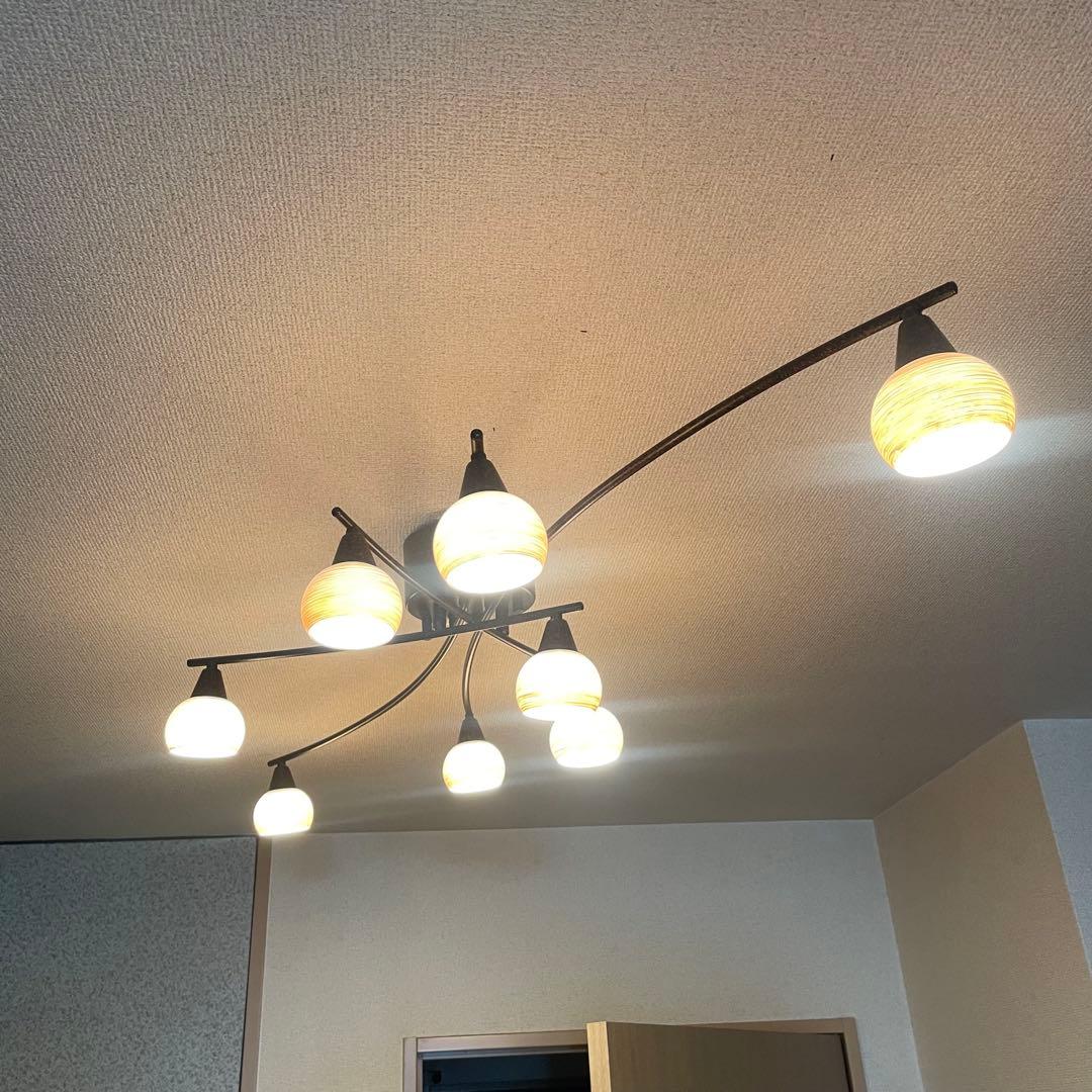 【希少品】北欧　シャンデリア　リビング照明 8畳用 ガラス エグロ 8灯