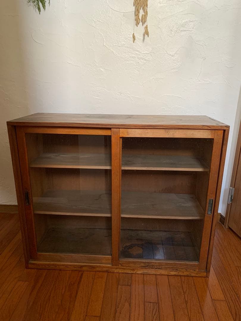 古道具ガラス戸棚　アンティーク棚