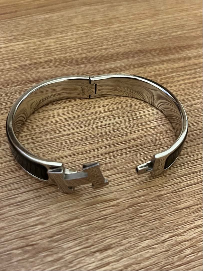 HERMES　エルメス　 ブレスレット クリックH　ブラック×シルバー