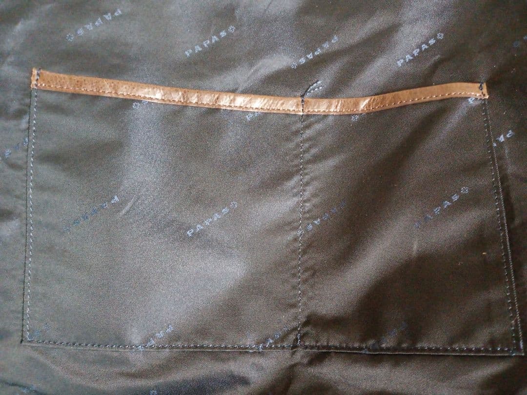 【Papas】ナイロン×レザー　大容量ボストンバッグ（ネイビー／ブラウン）