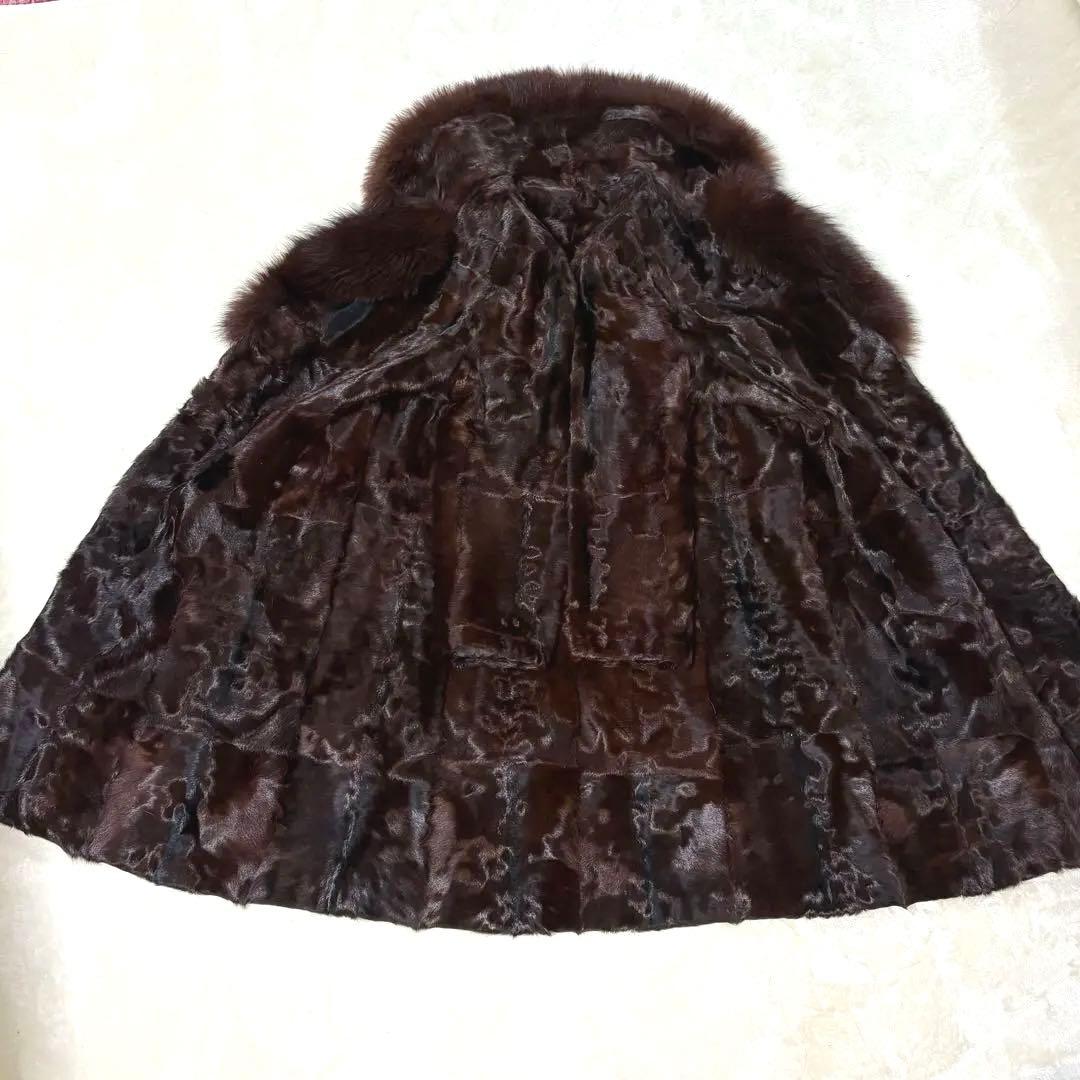 スワカラ×フォックス ロングコート ブラウン 高級毛皮 ヴィンテージ 15号