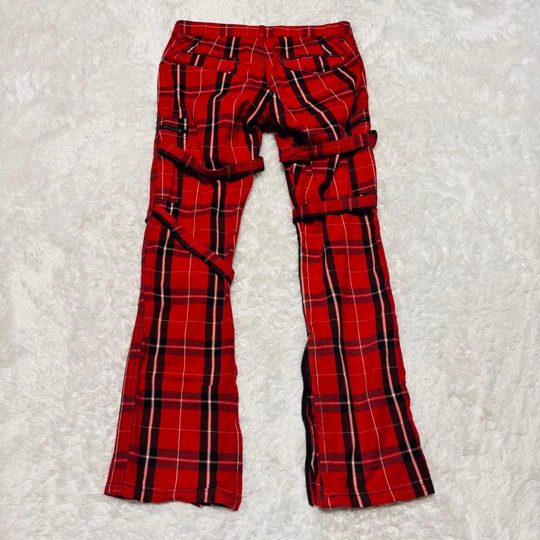 y2k 00s Double Edge フレア パンツ ボンテージ パンツ L