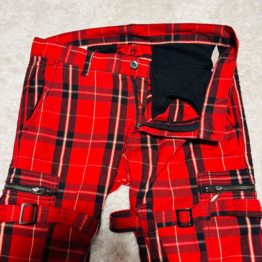 y2k 00s Double Edge フレア パンツ ボンテージ パンツ L