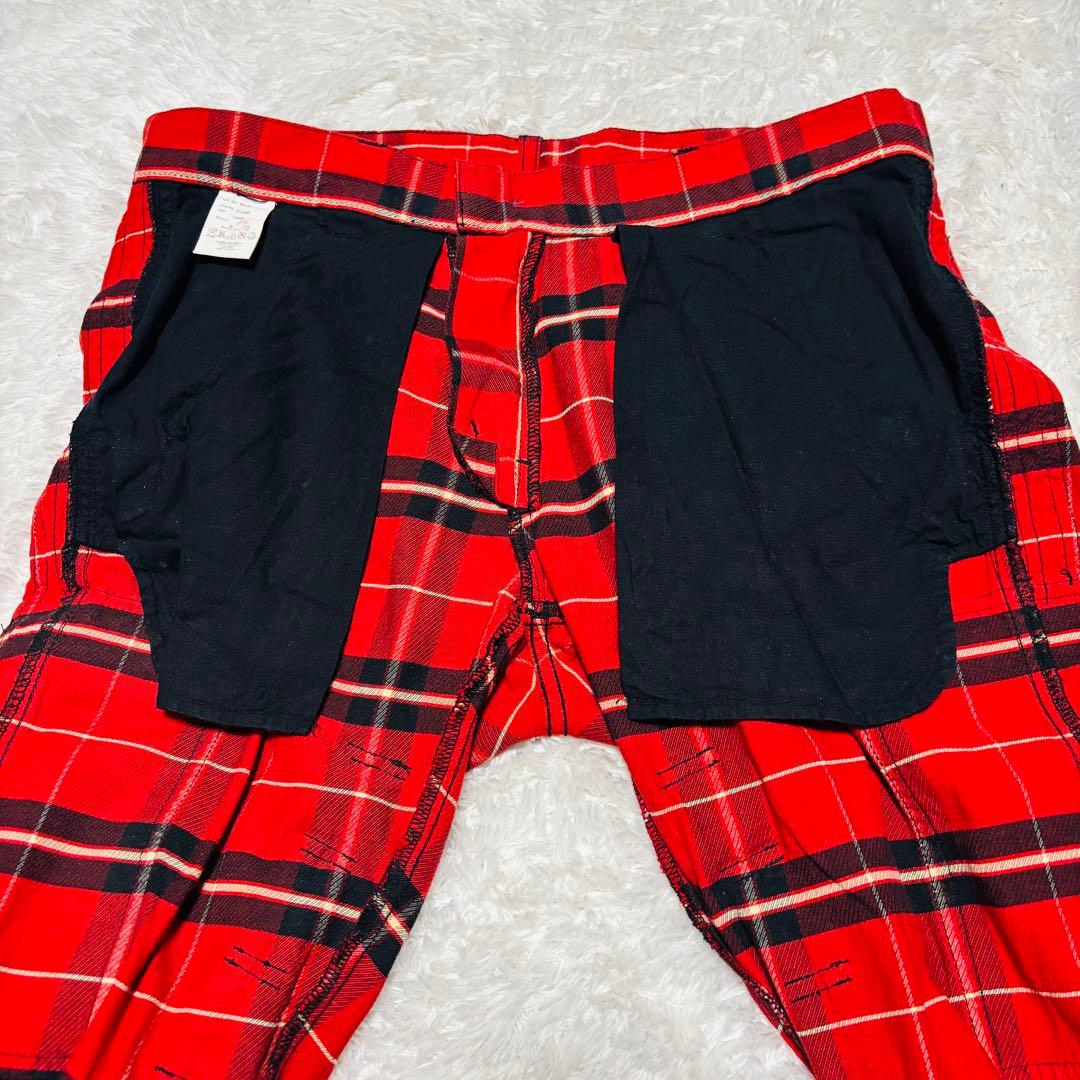 y2k 00s Double Edge フレア パンツ ボンテージ パンツ L