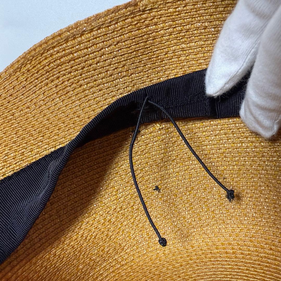 FOXEY フォクシー　麦わら帽子　帽子　黒リボン　ベージュ　リボン