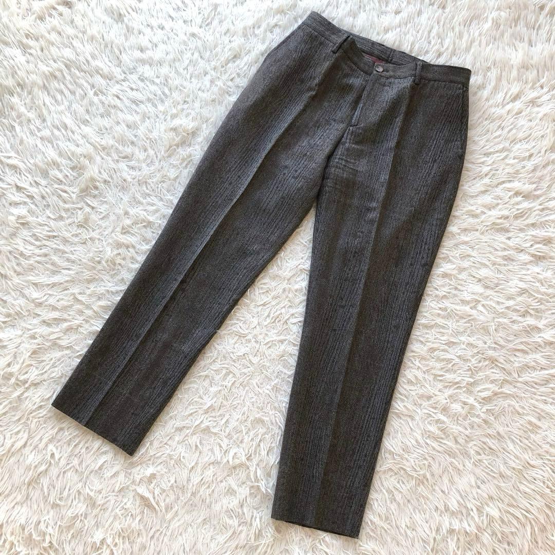 【現行 極美品 XL】エトロ　スラックス　茶　木目柄　ウール100%　ペイズリー