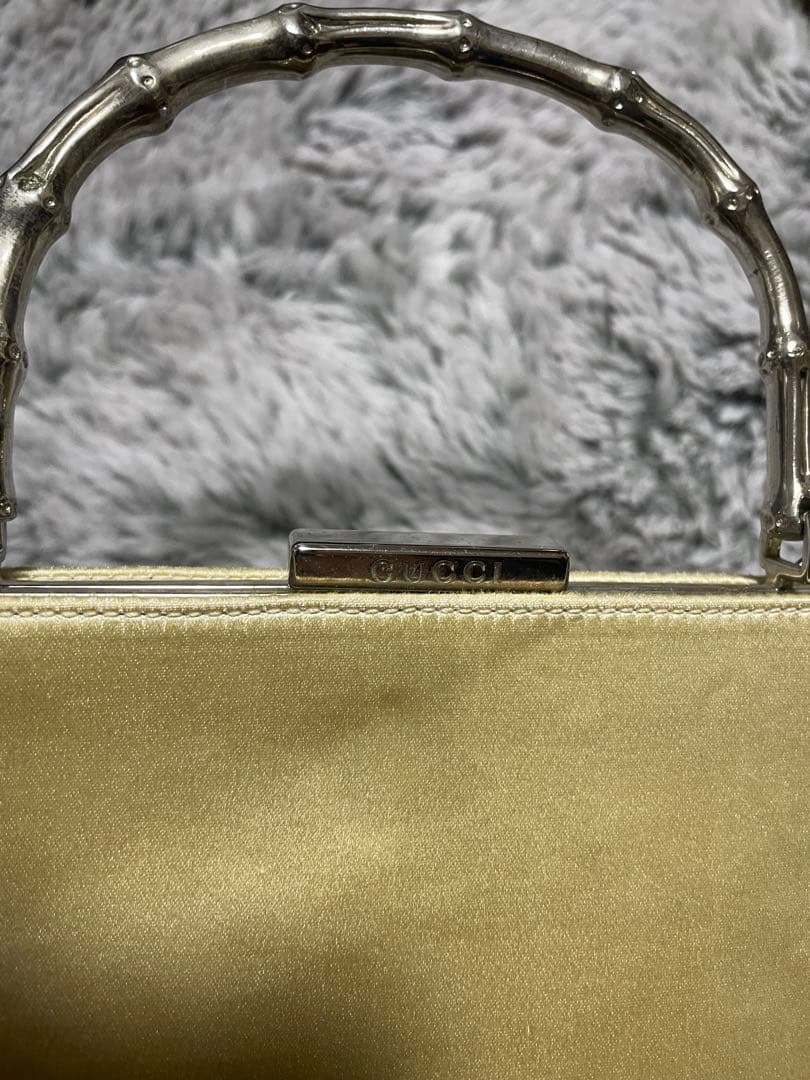 【希少】GUCCI クリーム サテン パーティーバッグ