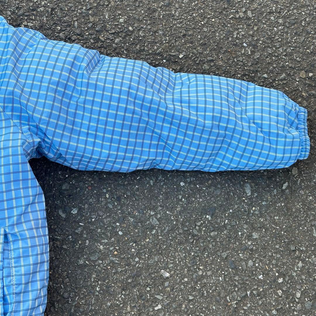 00s Nike ダウンジャケット リバーシブル ロゴ刺繍 チェック 水色