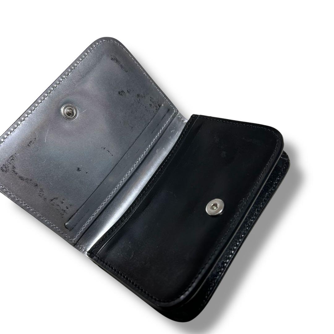 メゾンマルジェラ カードケース 名刺入れ ブラック シルバー ステッチ レザー