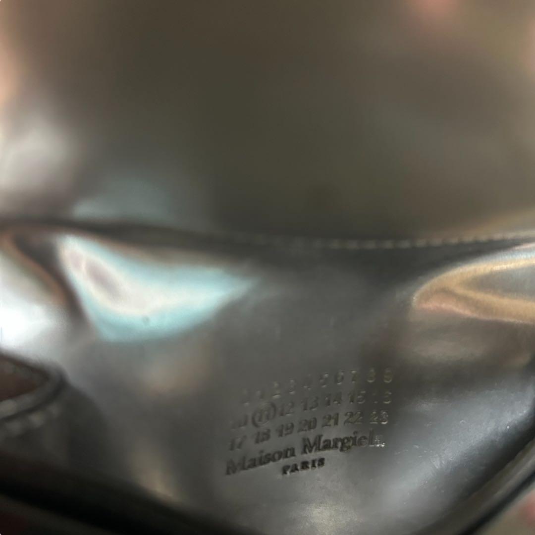 メゾンマルジェラ カードケース 名刺入れ ブラック シルバー ステッチ レザー