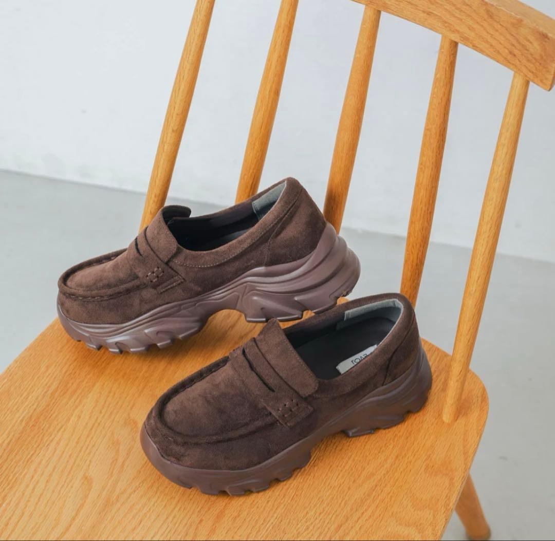 お値下不可EVOL♡新品スニーカーソールローファー IZ5849 （ブラウン）S