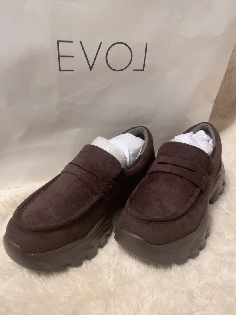 お値下不可EVOL♡新品スニーカーソールローファー IZ5849 （ブラウン）S