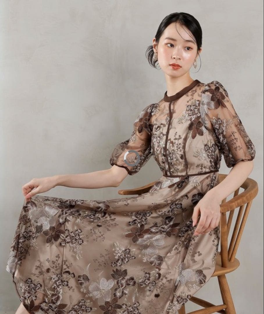 kana フラワー刺繍シースルーパーティードレス Mサイズ