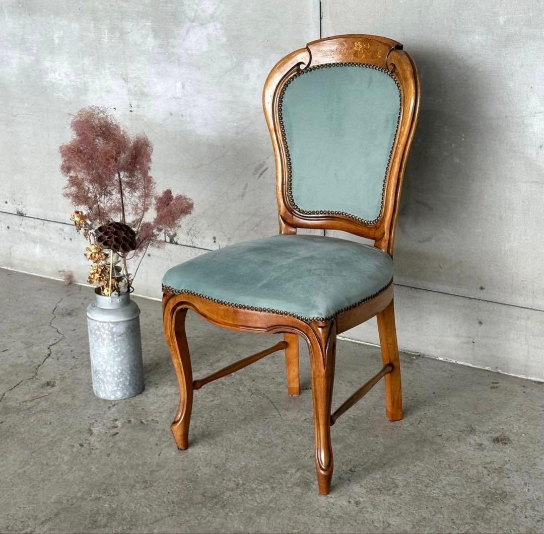 ✦90s✦ロココ調 イタリア製ダイニングチェア アンティーク　ベロア ベルベット