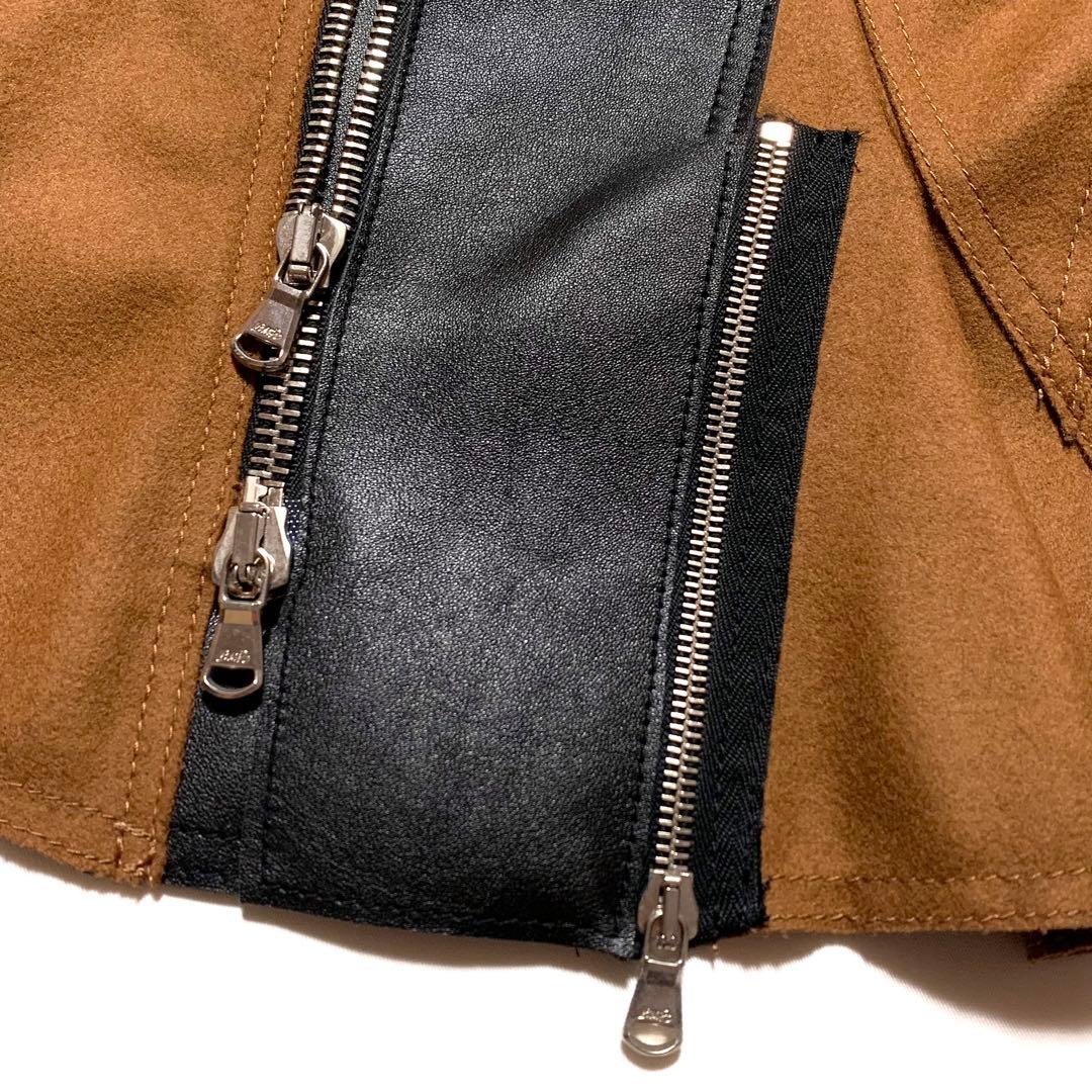 ☆美品 フィリップリム レザー ウール 切替 シングル ライダース ジャケット