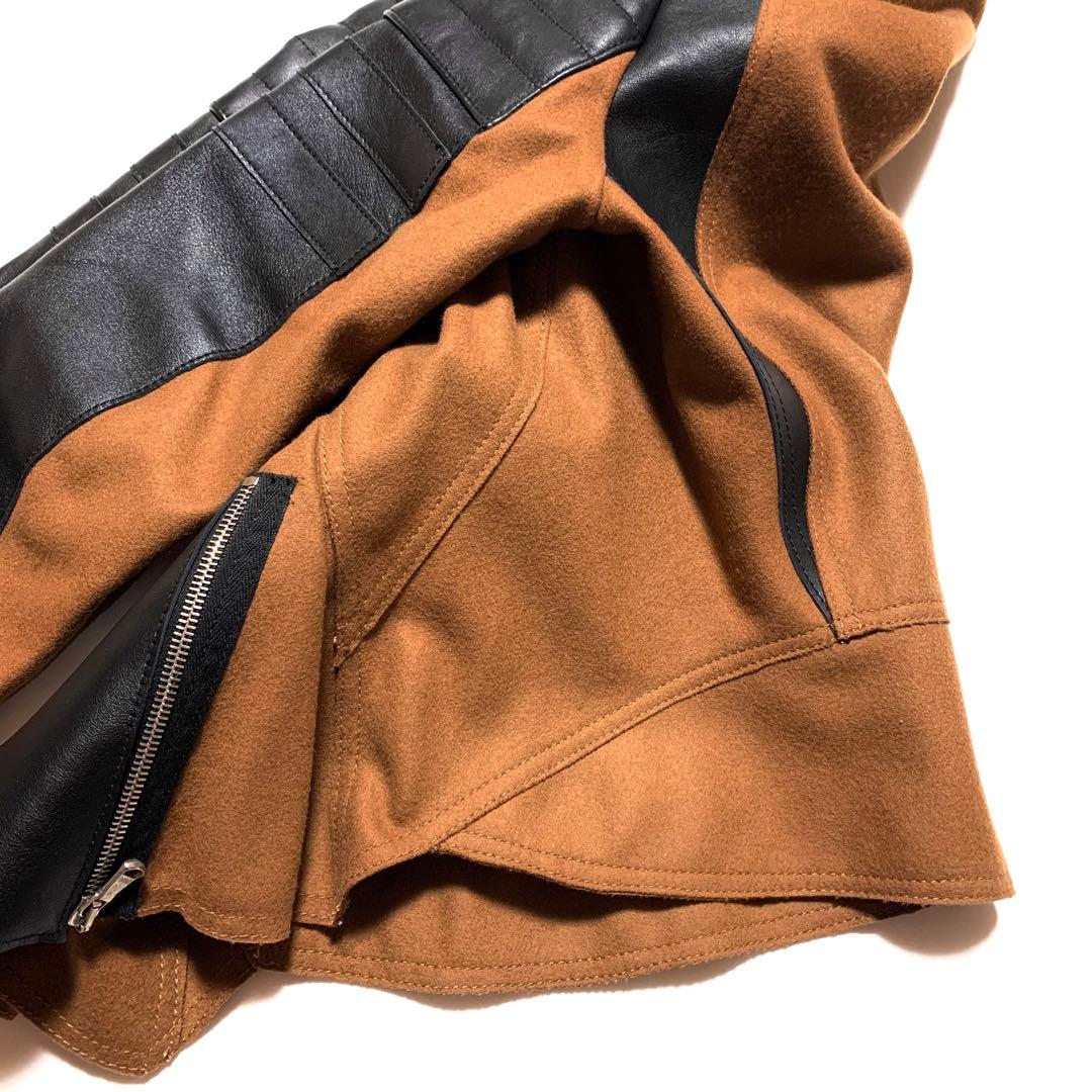☆美品 フィリップリム レザー ウール 切替 シングル ライダース ジャケット