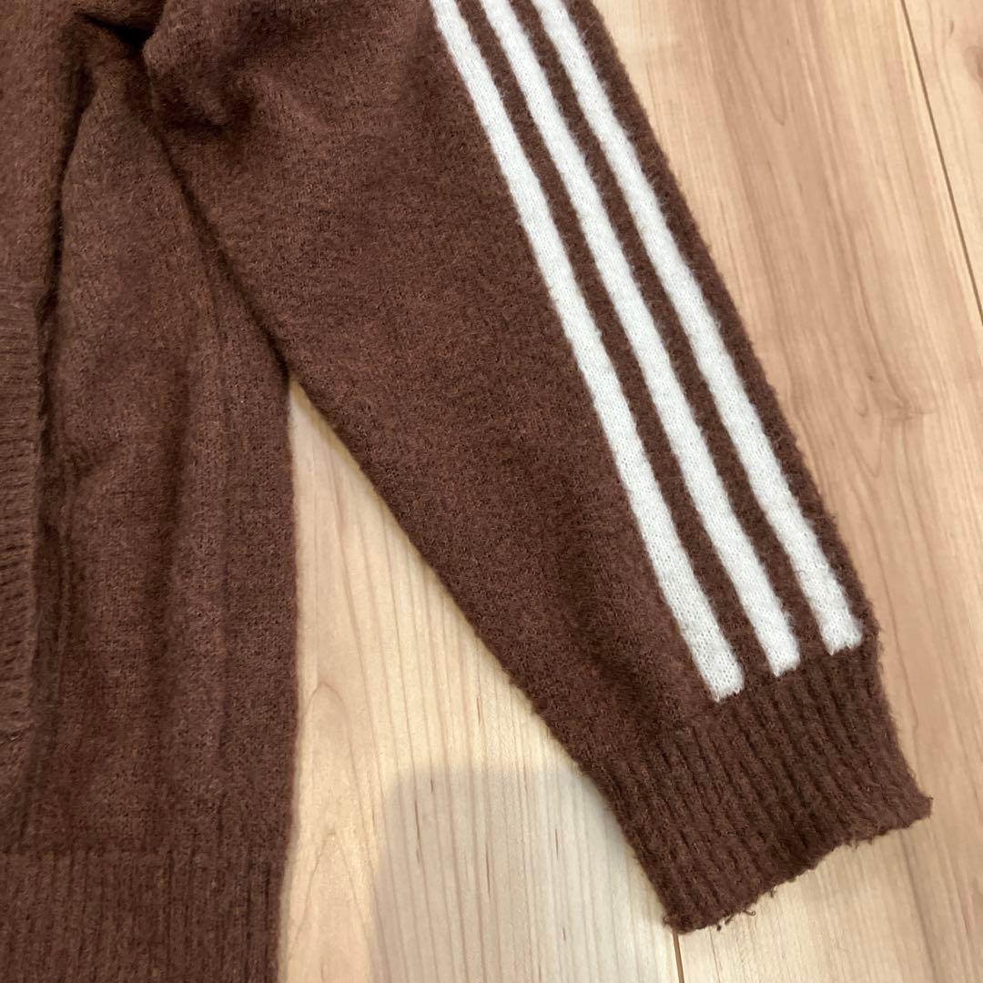 adidas SSTトラックトップ ニットブラウン ジップアップジャージ