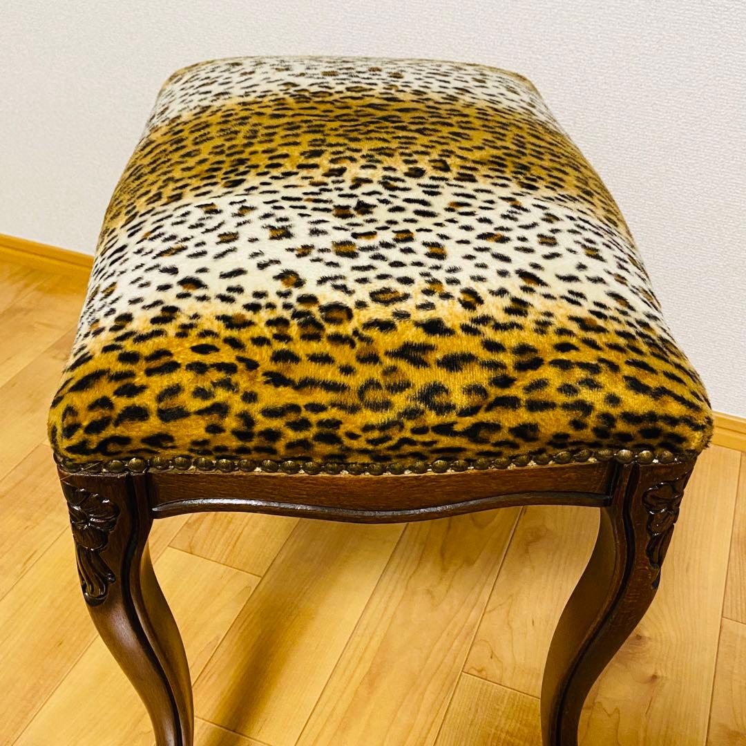 極美品✨高級イタリア家具 オットマン 猫脚 ヒョウ柄