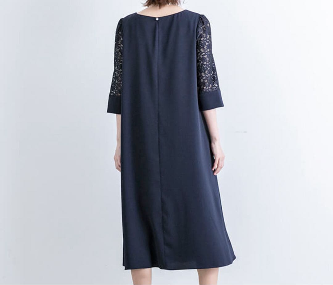 EMOTIONALL DRESSES ネイビー レース袖 パーティードレス　L