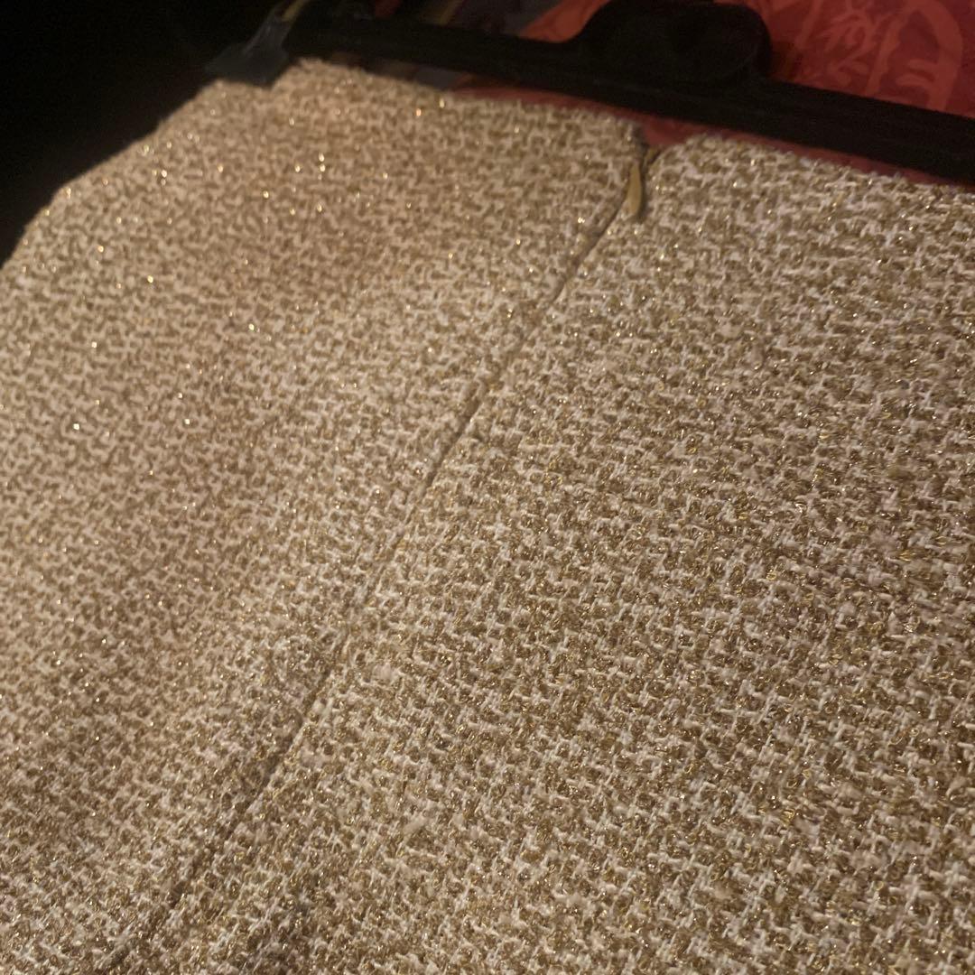 CHANEL 極上ツイード　ゴールド　ラメ　スカート