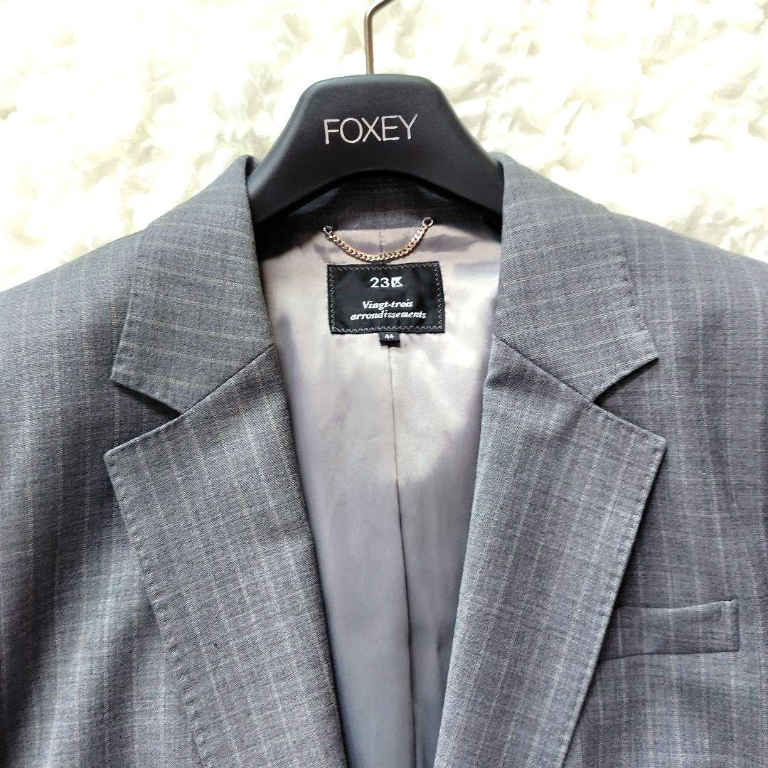 美品　23区　44　近年モデル　スーツセット　セットアップ　グレー　ストライプ