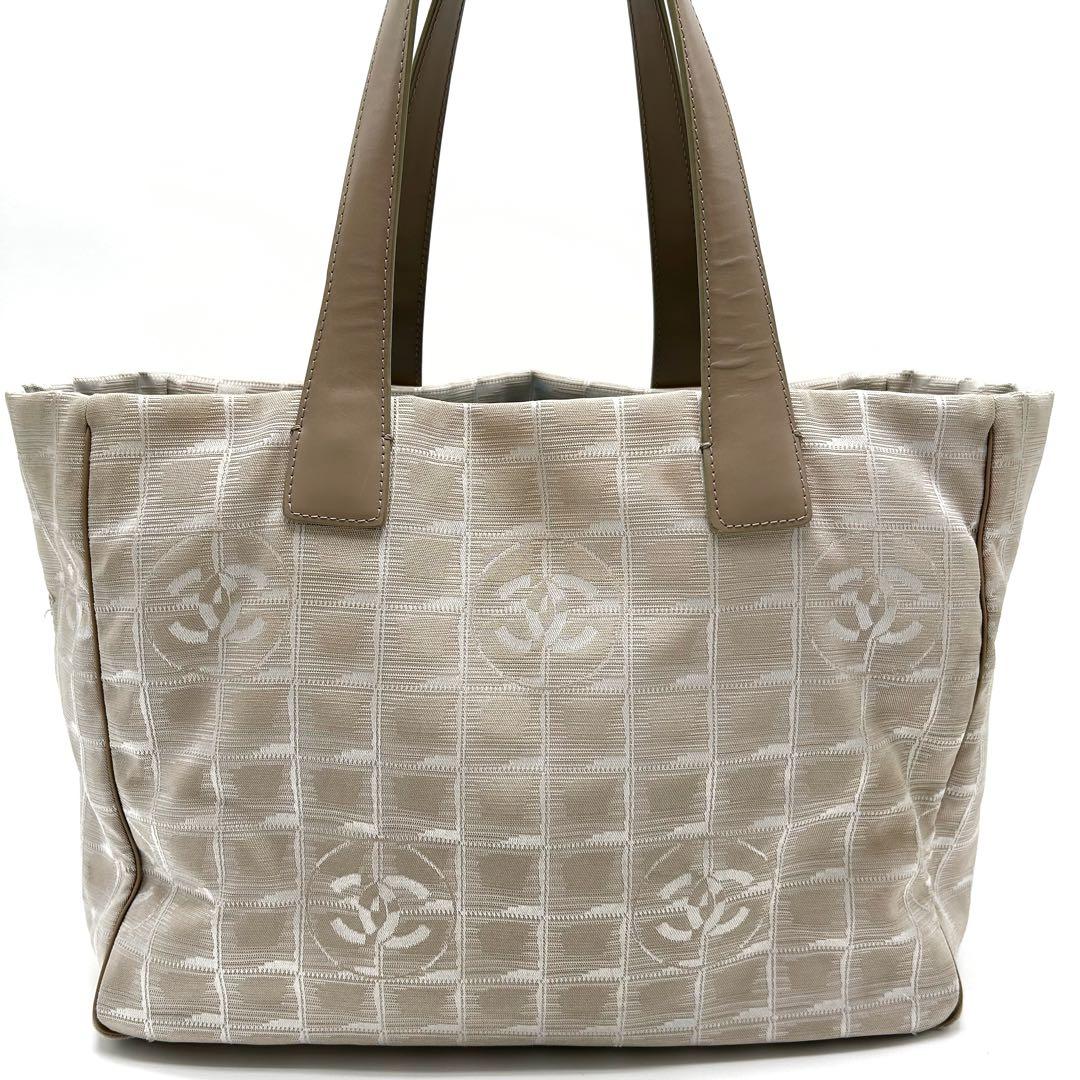 美品 シャネル ニュートラベルライン ハンドバッグ ココマーク ナイロン レザー