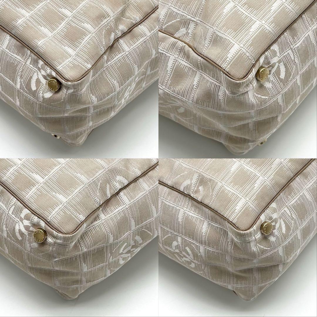 美品 シャネル ニュートラベルライン ハンドバッグ ココマーク ナイロン レザー