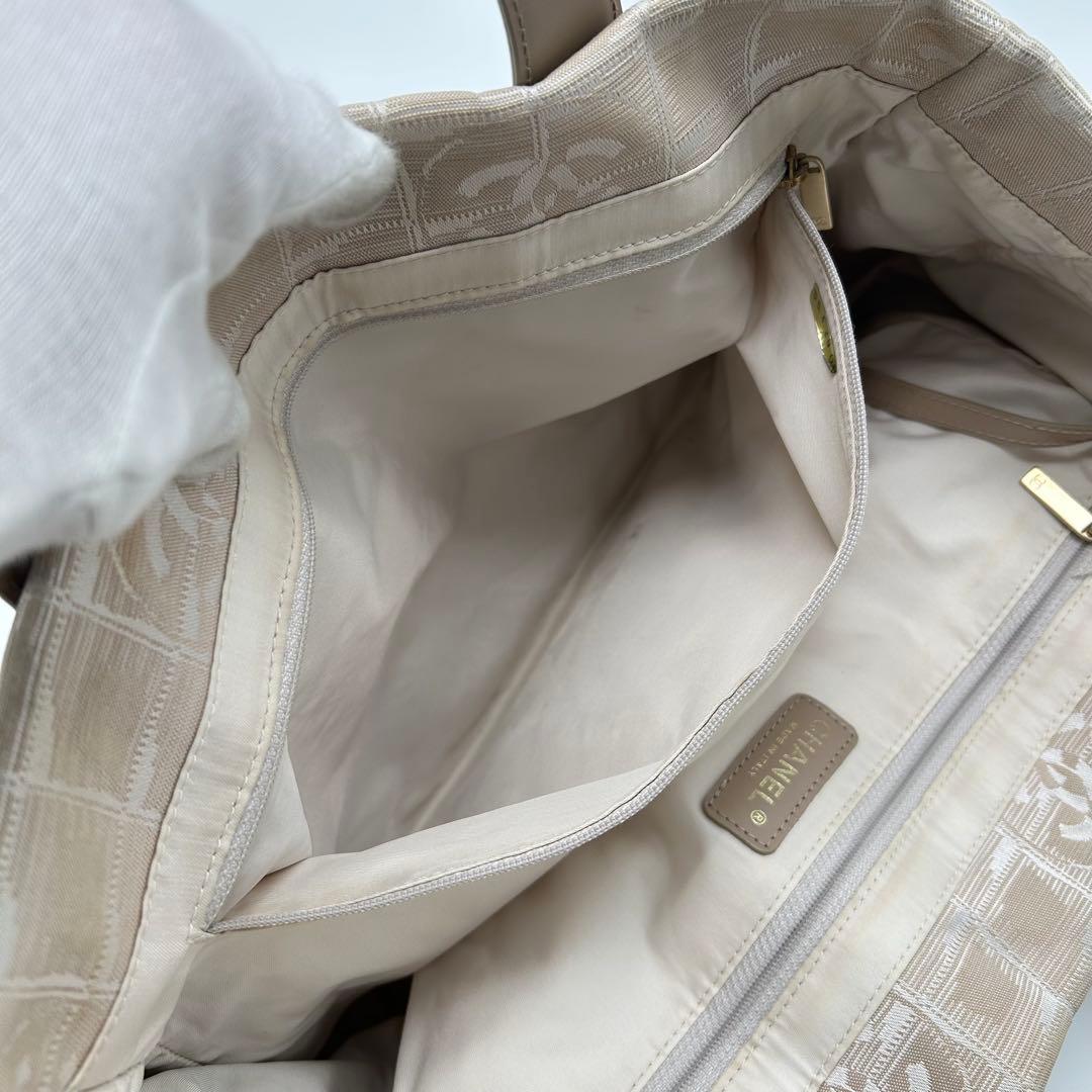 美品 シャネル ニュートラベルライン ハンドバッグ ココマーク ナイロン レザー